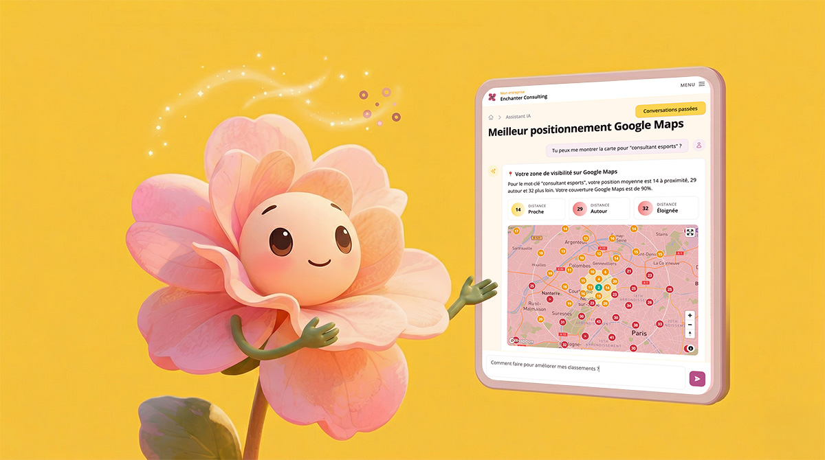 AI assistant chat interface showing a conversation about local visibility