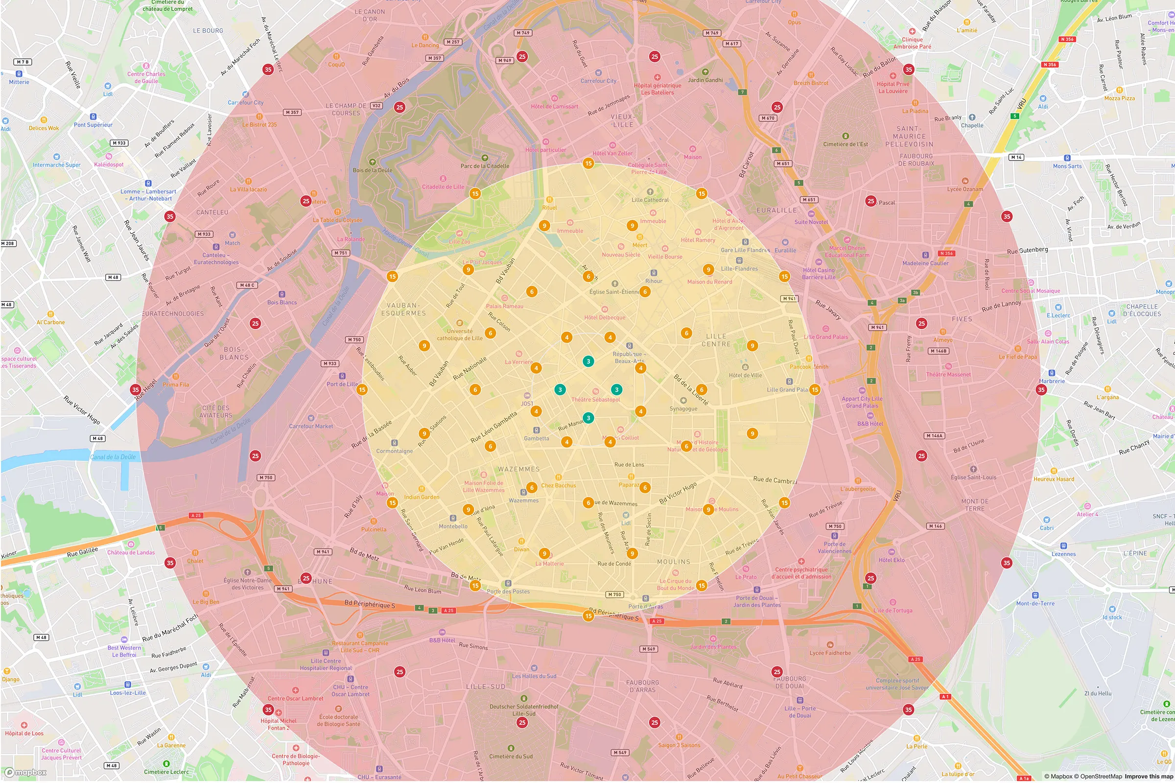 Carte de classements Google Maps montrant les positions locales