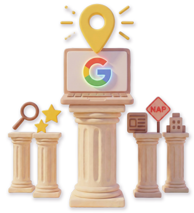 Illustration of the 5 pillars of online visibility